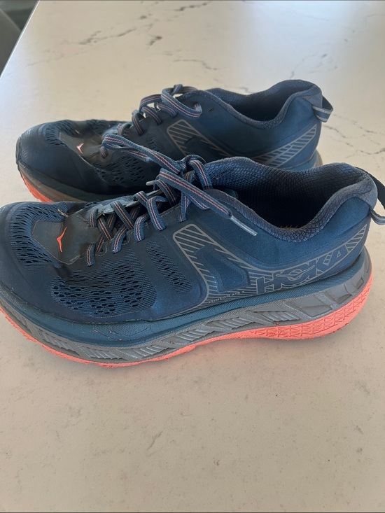 Hoka Shoes - Hoka Stinson ATR 5 Navy Blue Running Shoes with Coral Accents. Size 8. So good!!